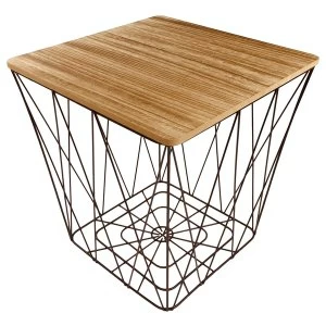 Geometric Black Wire Square Side Table