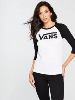 Vans Flying V Raglan Ls T-Shirt - White/Black, Size XL, Women