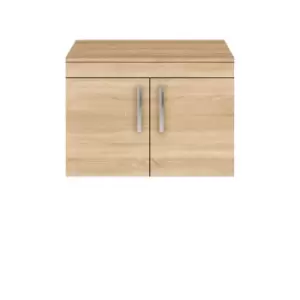 Nuie Athena 800 Wall Hung 2-door Vanity & Worktop - Natural Oak