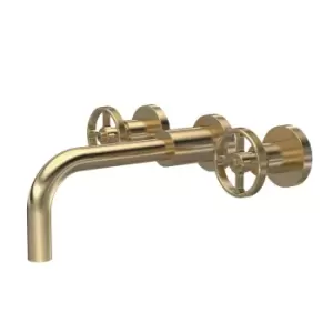 Hudson Reed Revolution Wall Mounted Basin Mixer - Brushed Brass