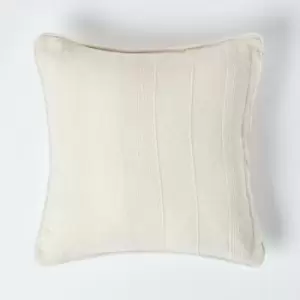 HOMESCAPES Cotton Rajput Ribbed Natural Cushion Cover, 45 x 45cm - Natural