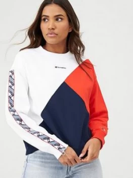 Champion Crew Neck Patchwork Sweatshirt - White Size M Women