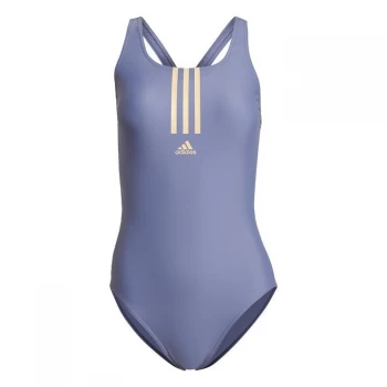 adidas SH3. RO Mid 3-Stripes Swimsuit Womens - Orbit Violet / Orange Tint