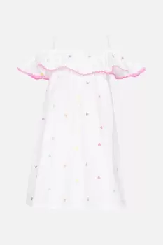 Heart Embroidered Bardot Dress