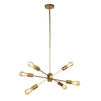 Searchlight Alpha - 6 Light Pendant Matt Gold, E27