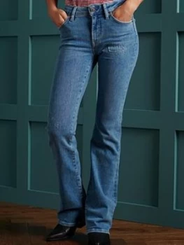 Superdry Mid Rise Slim Flare Jeans - Light Blue, Size 26, Inside Leg 31, Women