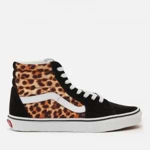 Vans Womens Leopard Sk8 Hi-Top Trainers - Black/True White - UK 5