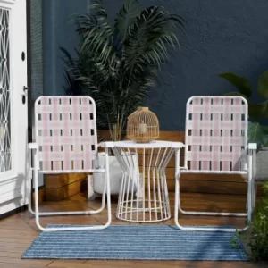 Priscilla Folding Chair Set of 2, Light Pink