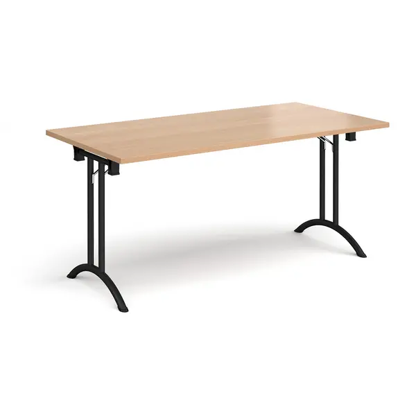 Rectangular Folding Meeting Table with Black Curved Legs - 1600mm - Beech