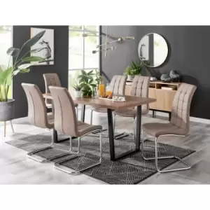 Kylo Brown Wood Effect Dining Table & 6 Cappuccino Murano Chairs - Cappuccino