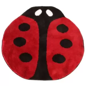 Eurobano Ladybird Shaped Area Mat/Rug (80cm x 80cm) (Red)