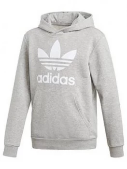 Boys, adidas Originals Trefoil Hoodie - Grey Heather, Size 14-15 Years