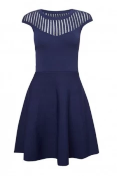 French Connection Rose Crepe Fit And Flare Dress Indigo