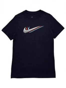 Boys, Nike Unisex Nsw Tee Triple Swoosh Tshirt, Black, Size L