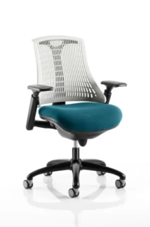 Flex Task Operator Chair Black Frame White Back Bespoke Colour Seat Teal