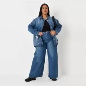 Missguided Plus Wide Leg Jean Co Ord - Blue