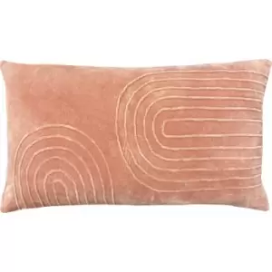 Mangata Linear Pleated 100% Cotton Cushion Cover, Blush, 30 x 60 Cm - Furn