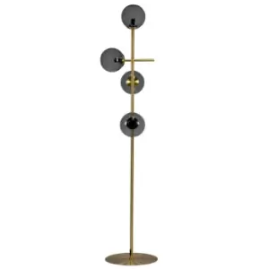 Como Globe Multi Arm Floor Lamp Smoke, Brass