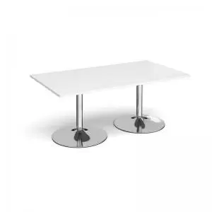 Trumpet base rectangular boardroom table 1800mm x 1000mm - chrome base