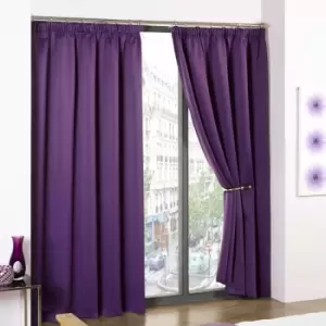 Emma Barclay Cali Thermal Woven Blackout Pencil Pleat Curtains, Amethyst, 66 x 72 Inch