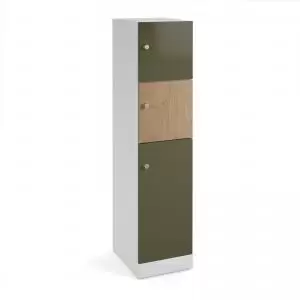 Flux 1700mm high lockers with three doors larger lower door - cam lock