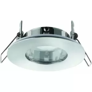 Loops - IP65 Bathroom Slim Round Ceiling Downlight Brushed Chrome Recessed GU10 Lamp