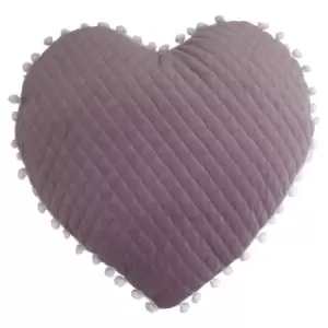 Little Furn. Large Heart Pom-Pom Pre-filled Cushion Polyester Lilac