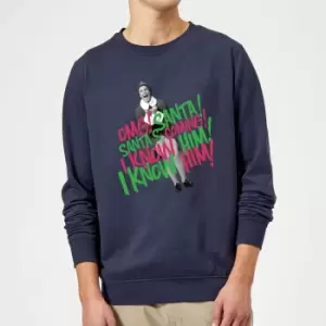 Elf Santa! I Know Him! Christmas Sweatshirt - Navy - 5XL