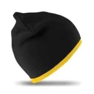 Result Unisex Reversible Fashion Fit Winter Beanie Hat (One Size) (Black/Yellow)