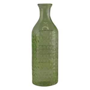 Light Green Large Geometric Embossed Glass Bottle Style Vase