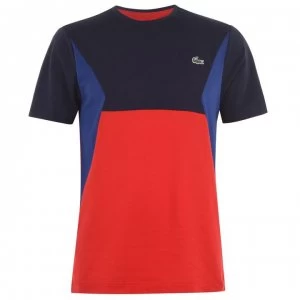 Lacoste Colour Block T Shirt - Navy/Red