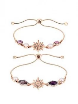 Mood Rose Gold Plated Pink Crystal 2Pack Celestial Toggle Bracelet