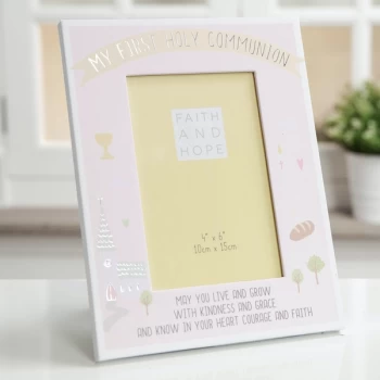 4" x 6" - Faith & Hope My 1st Communion Photo Frame - Pink