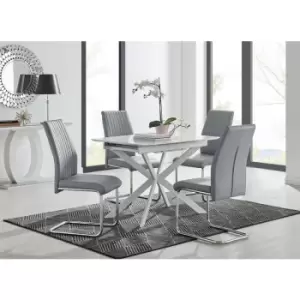 Lira 100 Extending Dining Table and 4 Grey Lorenzo Chairs - Elephant Grey