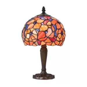 Josette 1 Light Small Table Lamp Tiffany Glass, Dark Bronze Paint with Highlights, E14