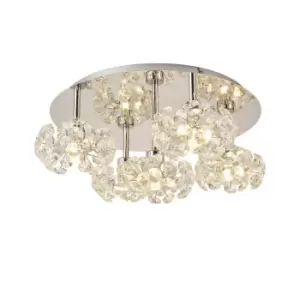 Salisbury Round 5 Light G9 Flush Light With Polished Chrome And Crystal Shade