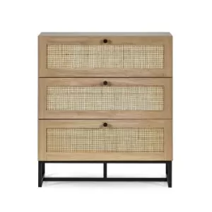 Padstow Industrial Rattan Chest of 3 Drawers - Julian Bowen