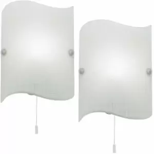 2 pack Dimmable LED Wall Light Wave Pattern Opal Glass Shade Office Hall Lamp