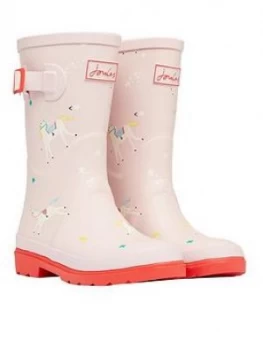 Joules Girls Unicorn Roll Up Wellies - Pink, Size 10 Younger