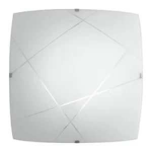 ALEXIA LED Patterned Glass Flush Ceiling Light White 1820lm 4000K 40x40x9.5cm