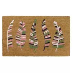 JVL Eco-friendly Latex Backed Coir Door Mat, Feathers