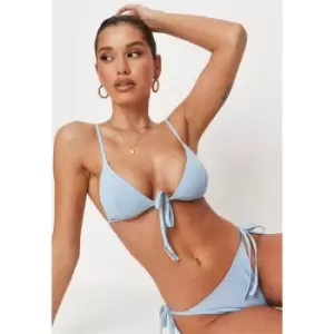 Missguided Triangle Bikini Top - Blue