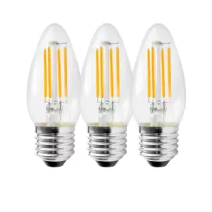 5 Watts E27 LED Bulb Clear Candle Cool White Dimmable, Pack of 3