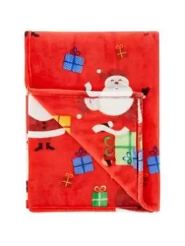 Catherine Lansfield Santas Christmas Presents Throw - Red