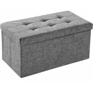 Tectake - Foldable storage bench made of polyester 76x38x38cm - storage ottoman, shoe storage bench, hallway bench - light grey - light grey