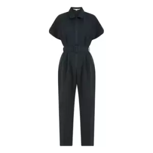 Yumi Black Zip Jumpsuit With Belt - Black