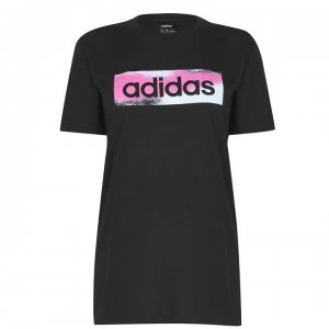 adidas Logo T Shirt Womens - Black/Pink