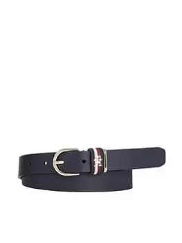 Tommy Hilfiger Timeless Leather Belt - Navy, Size 90, Women