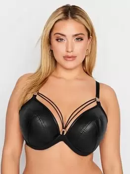 Yours Pu Padded Strappy Bra - Black, Size 42Dd, Women