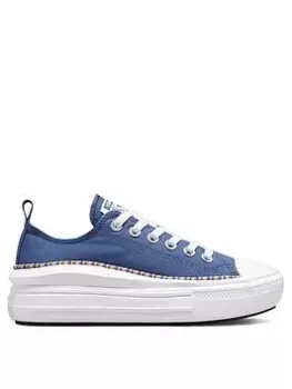 Converse Chuck Taylor All Star Ox Junior Girls Move Friendship Bracelet Platform Trainers -Blue/Multi, Blue/Multi, Size 4